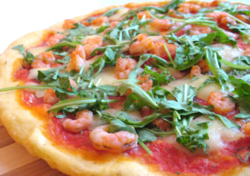 Pizza gamberi e rucola