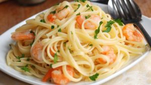 Linguine con gamberi