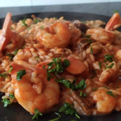 Risotto mare e monti al forno