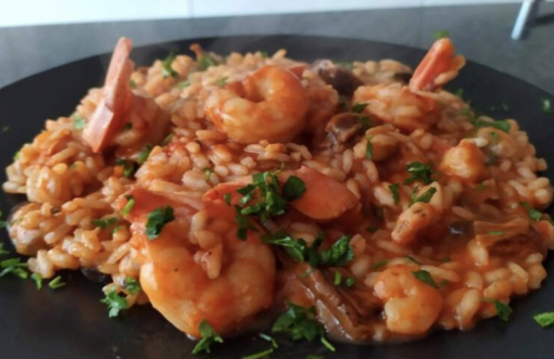 Risotto mare e monti al forno