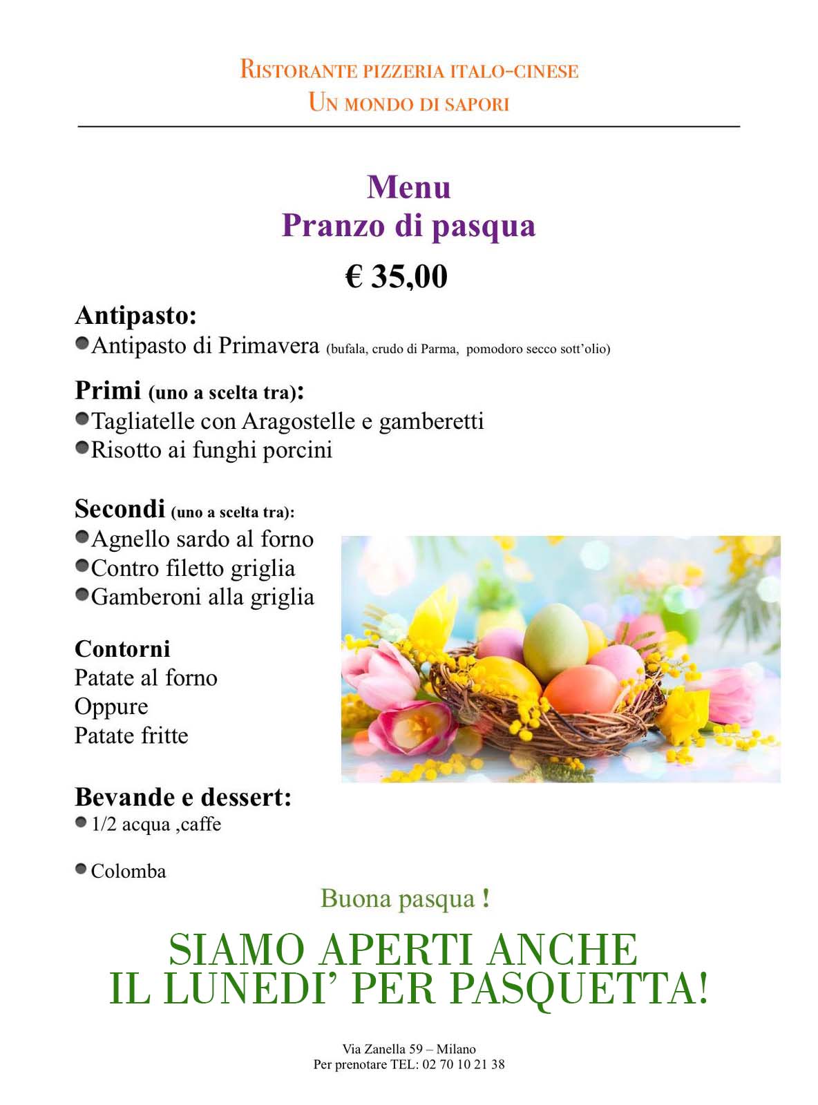 menù Pasqua Un Mondo di Sapori